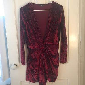 Missguided Deep V Velvet Dress